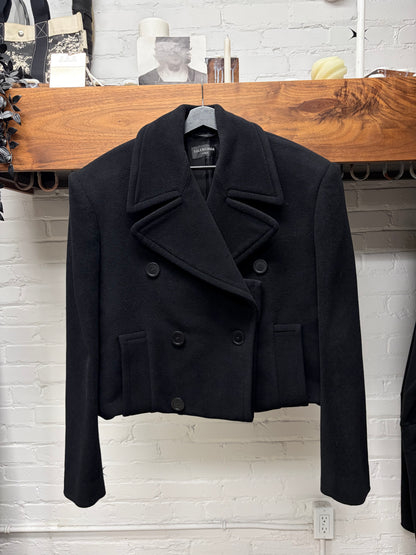 Balenciaga ‘Folded’ Power-Shoulder Cashmere Double Breasted Coat