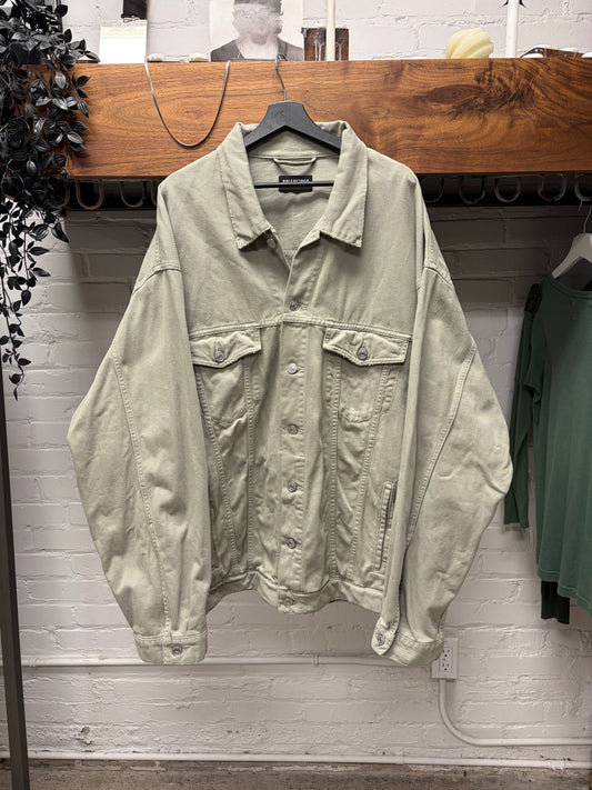 Balenciaga Oversized Tan ‘Raw Hem’ Oversized Denim Jacket