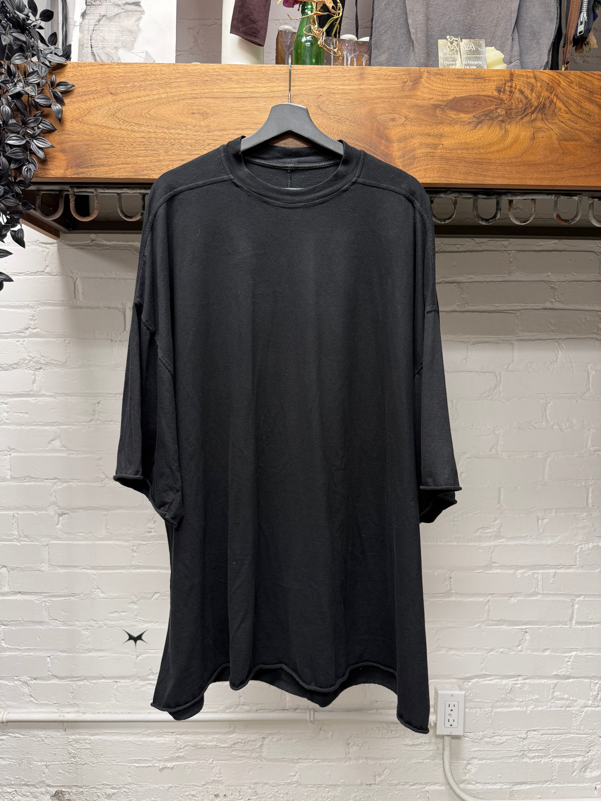 SS2023 Rick Owens ‘Edfu’ Black ‘Tommy’ Oversized Cotton T-Shirt