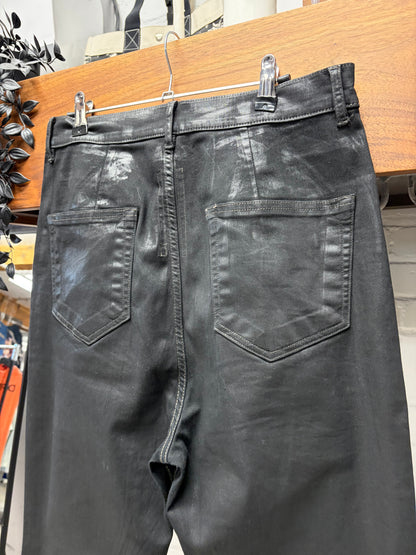 Rick Owens ‘Bolans’ Waxed Black Flared Leg Denim