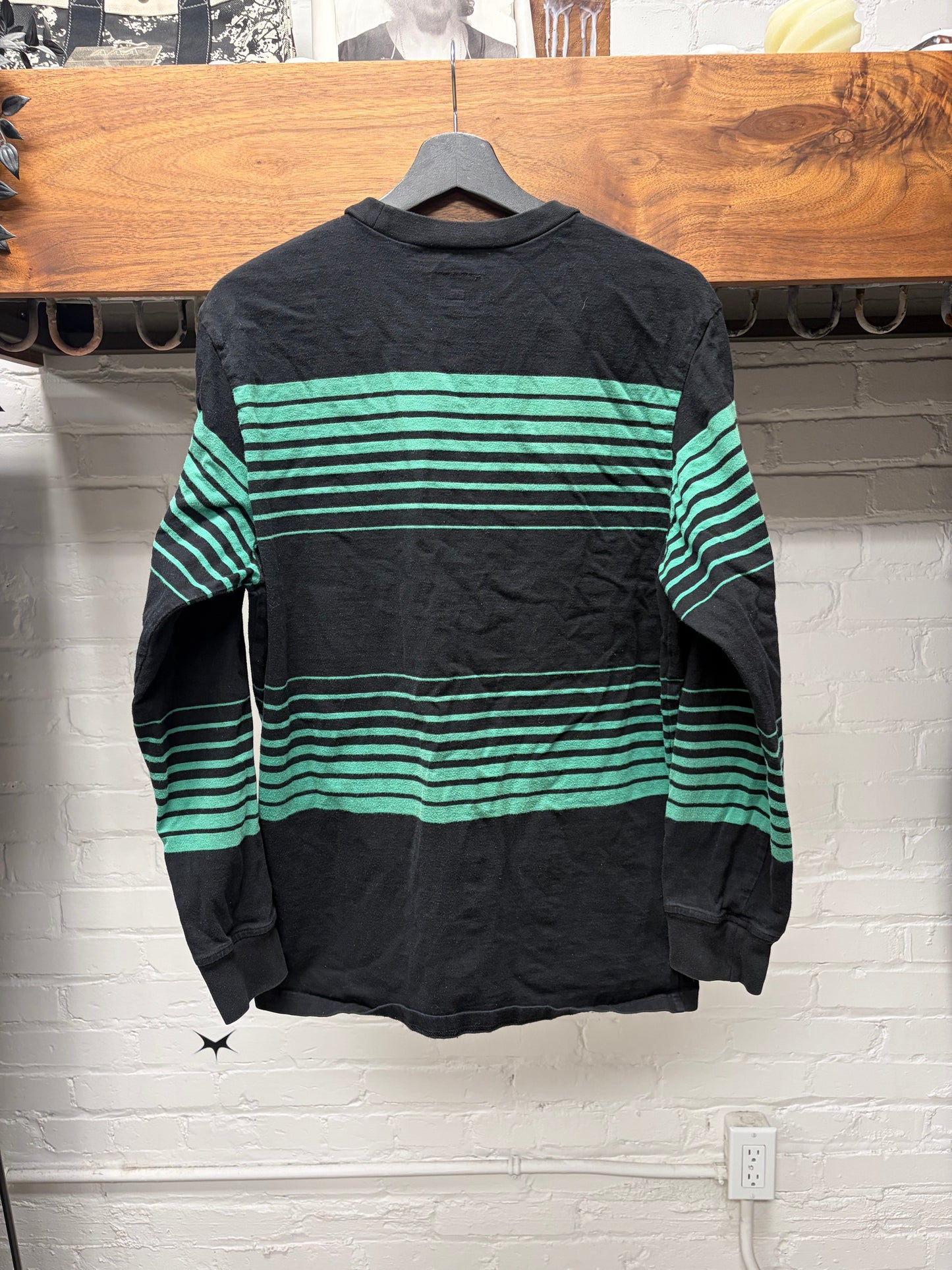 AW2018 Supreme ‘Rugby’ Black/Green Striped Long Sleeve Shirt