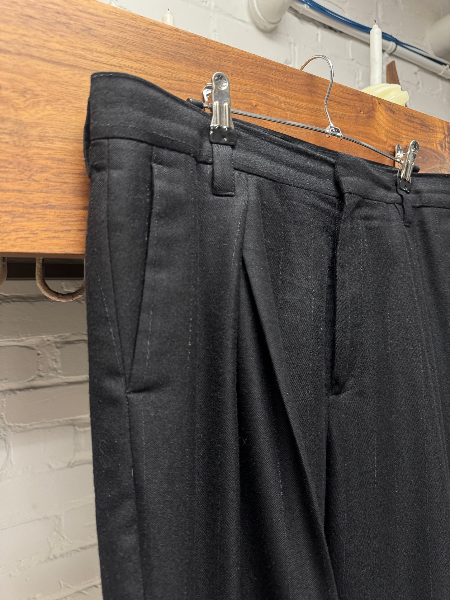 Ann Demeulemeester Pinstripe ‘Balloon Cut’ Wool Trousers