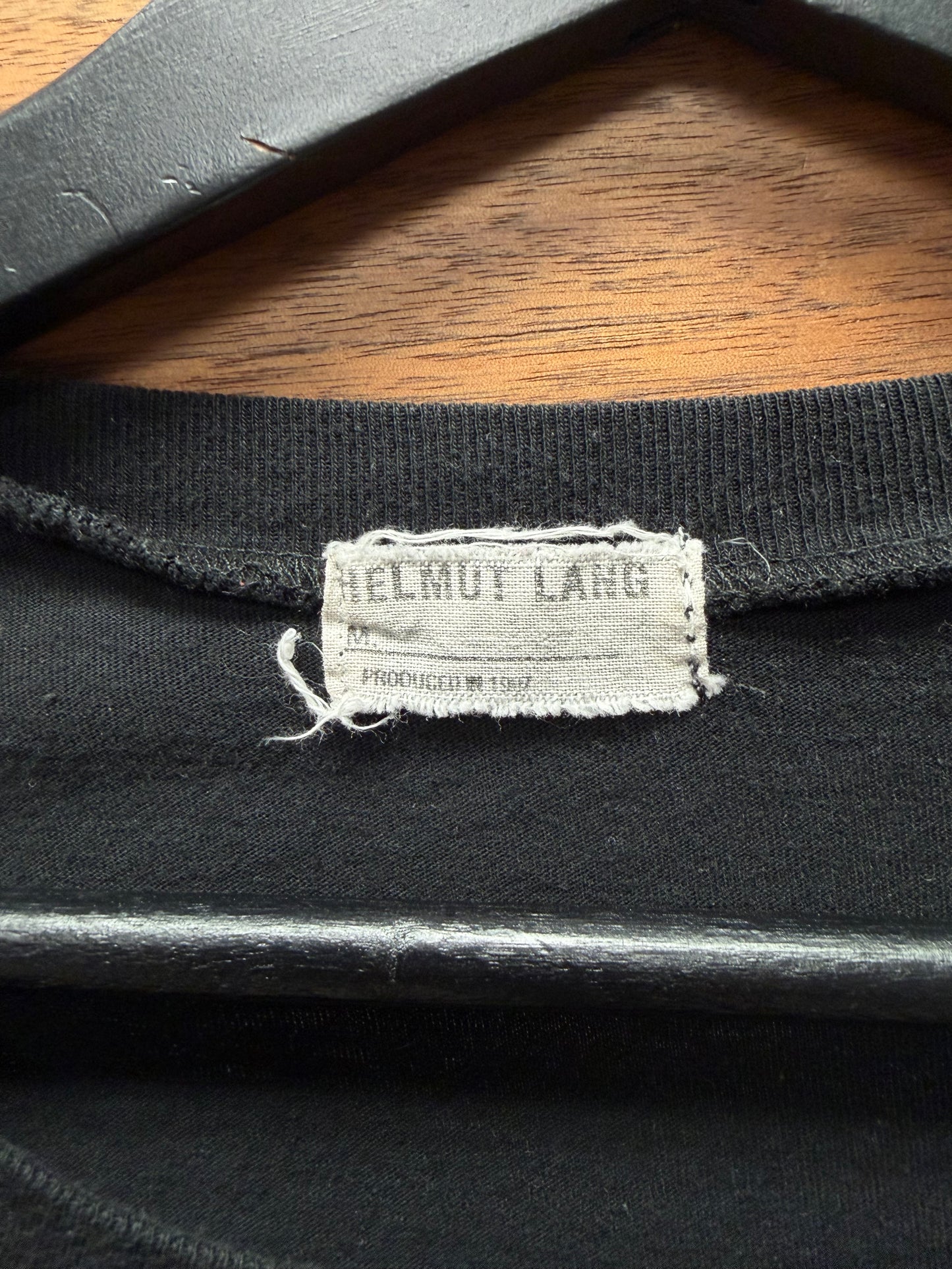 AW1997 Helmut Lang ‘Union Jack’ Black Vinyl Print T-Shirt