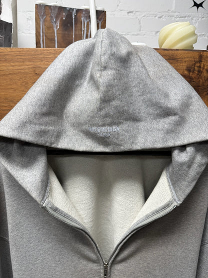 2022 Balenciaga ‘Logo-less’ Grey Zip-Up Heavy Cotton Hoodie