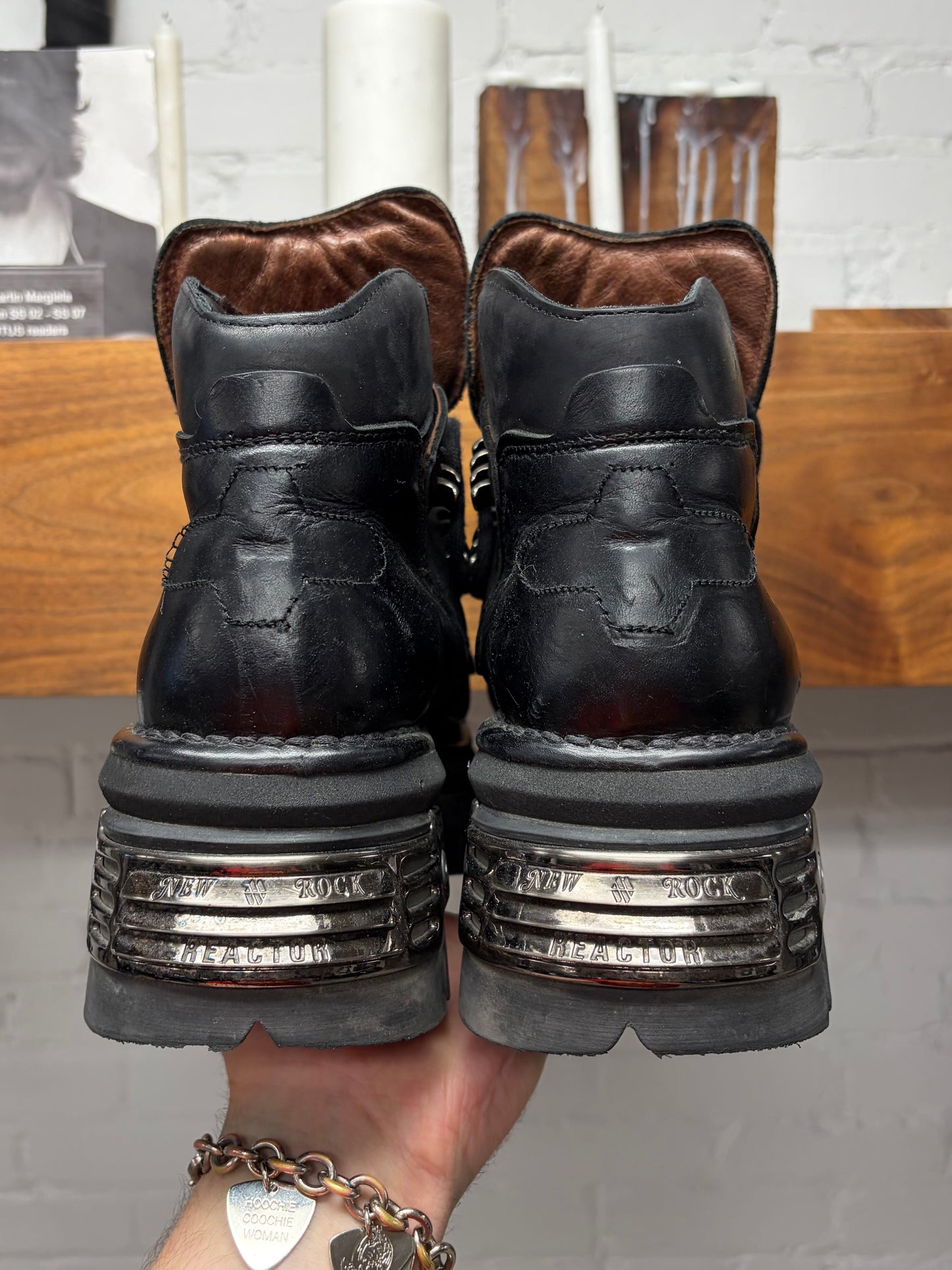 New Rock ‘106-R17’ Black Leather Platform Sole Boots