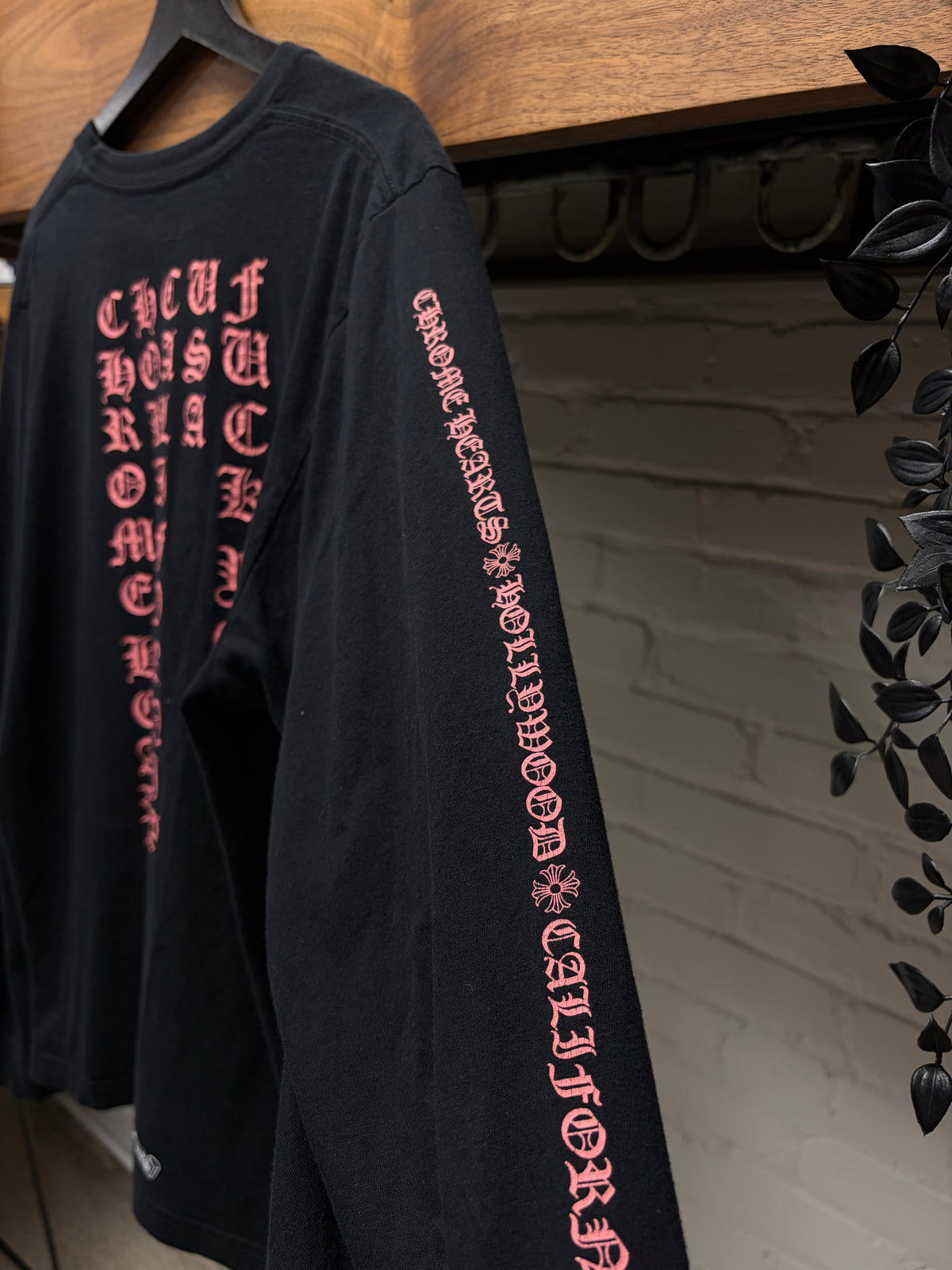 Chrome Hearts Pink/Black ‘Vertical Logo’ Long Sleeve Shirt