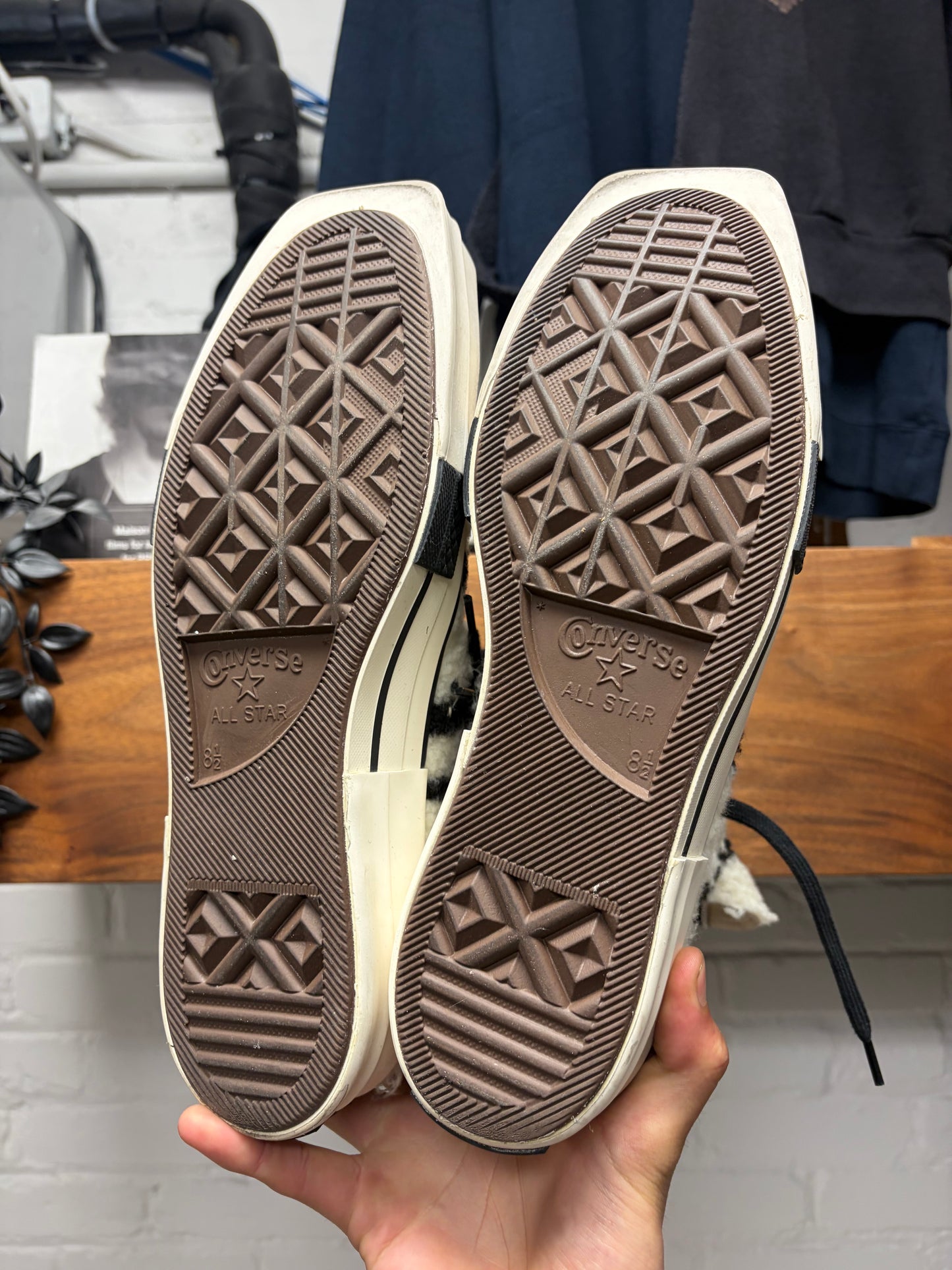 Rick Owens x Converse ‘TubroDRK’ Zebra Shearling High Top Sneakers