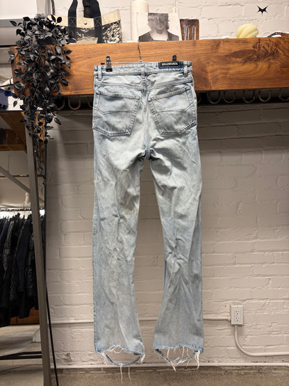 2023 Balenciaga Light Wash Blue Flared Leg Denim