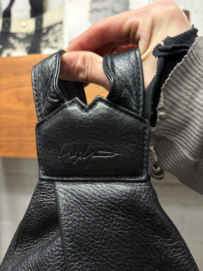 Yohji Yamamoto ‘Discord’ Embossed Black Leather Sling Backpack