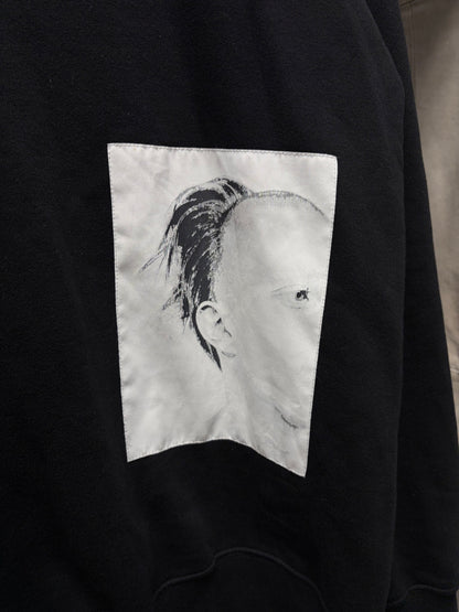 AW2013 Rick Owens ‘Plinth’ Patch Graphic Black Cotton Sweatshirt