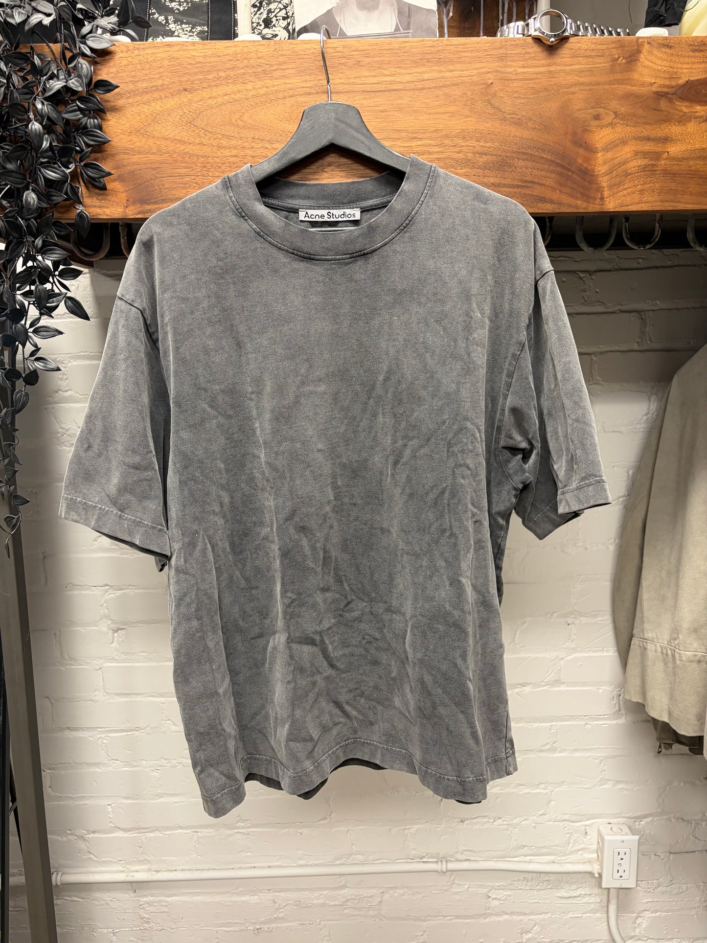 Acne Studios ‘Patch Logo’ Stone Washed Grey Oversized T-Shirt