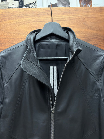 SS2021 Rick Owens ‘Phlegethon’ Intarsia Black Lambskin Leather Jacket