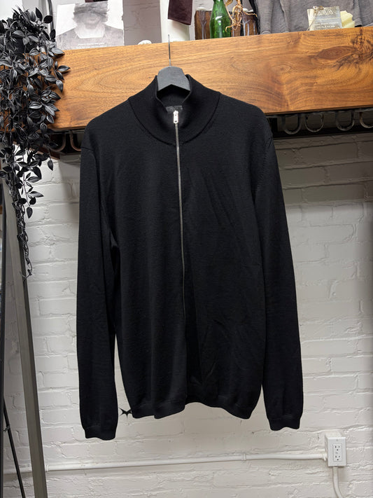 Prada Black Virgin Wool ‘Drivers Knit’ Zip Up Sweater