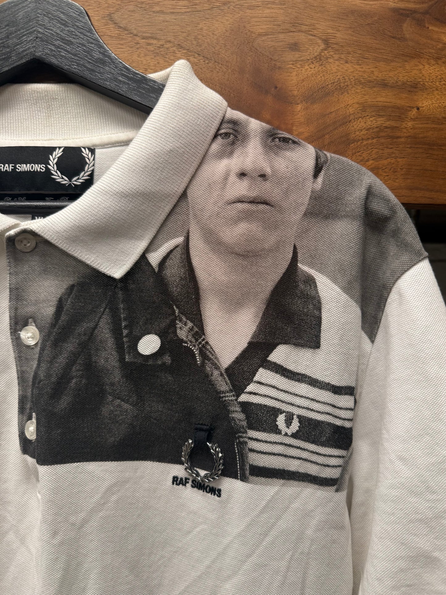 AW2019 Raf Simons x Fred Perry Shoulder Print White Polo