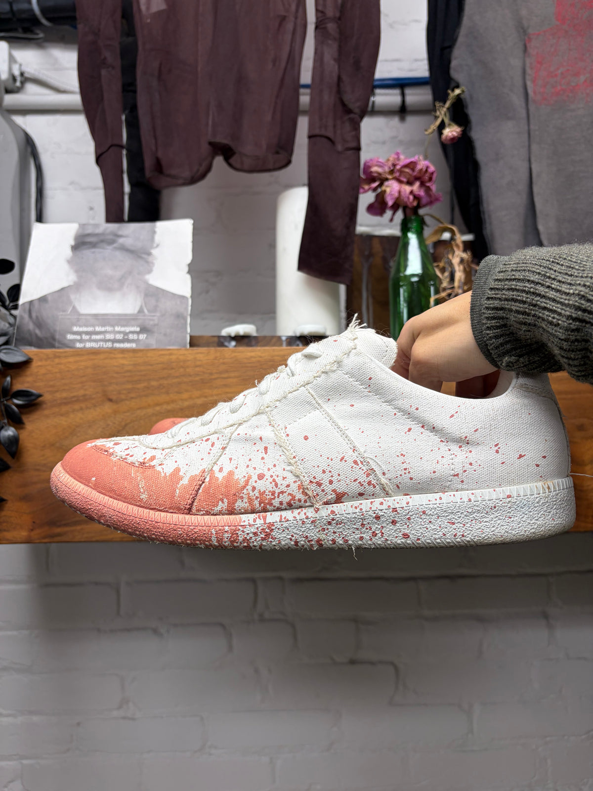 Maison Margiela Red Paint Splatter ‘G.A.T.’ Low Top Sneakers