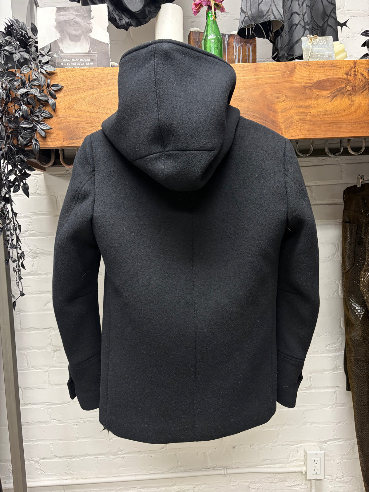 AW2012 Balmain Double Breasted Wool Hooded Coat with Ornate Silver Buttons
