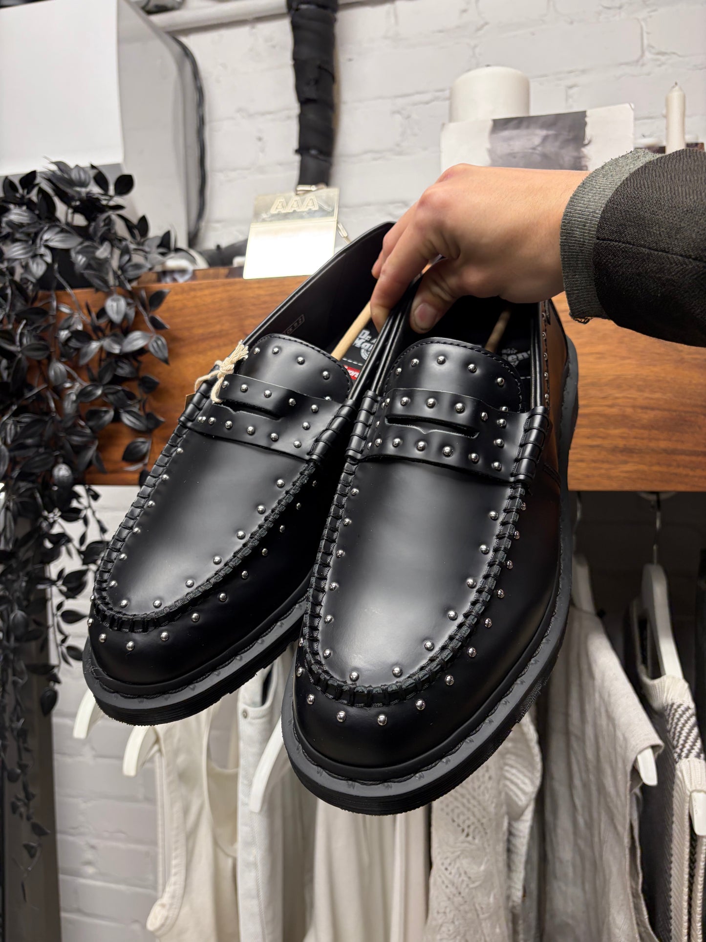 2025 Supreme x Doc Martens ‘Penton’ Studded Black Leather Loafers