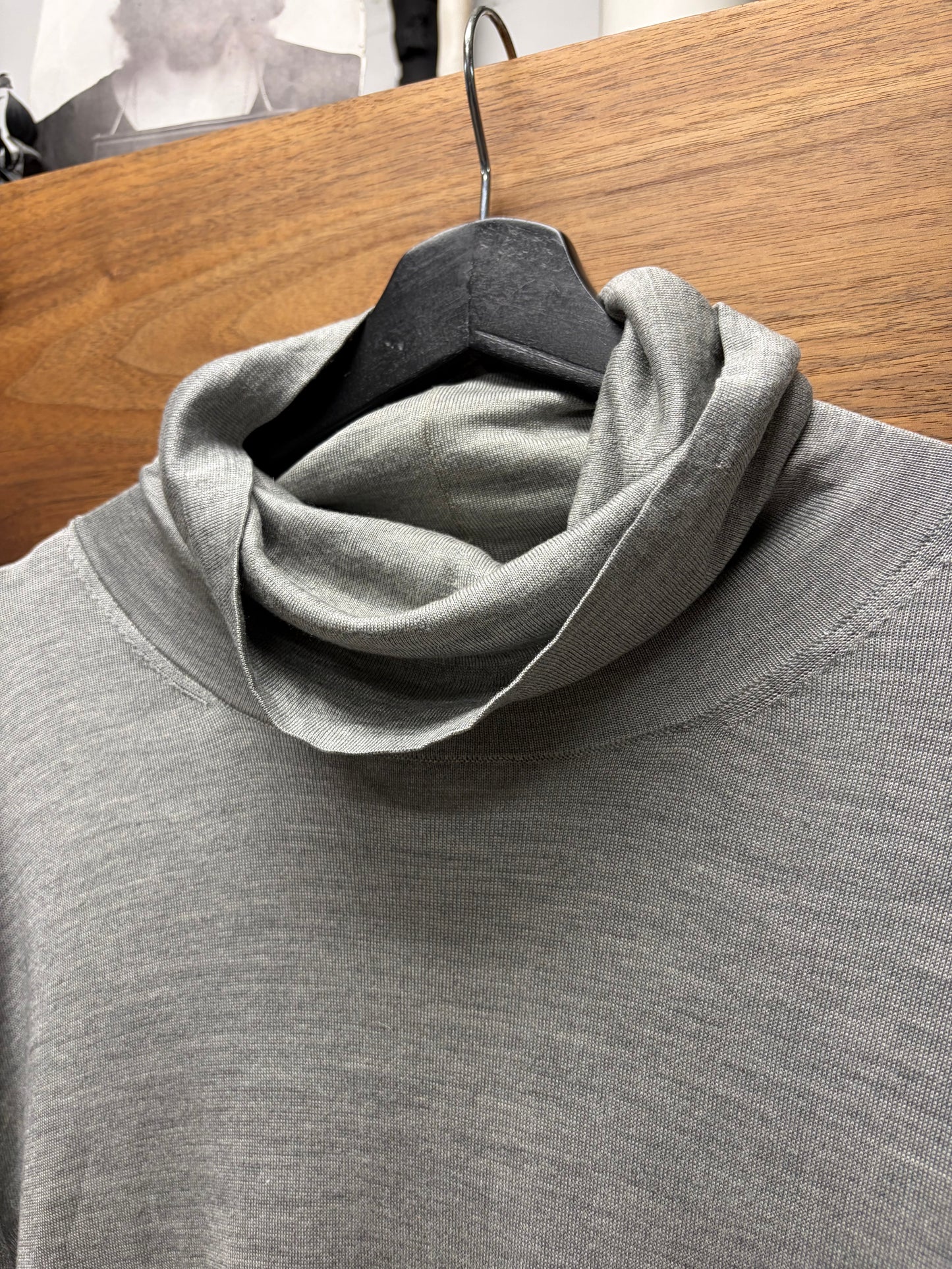 2011 Maison Margiela Ribbed Grey ‘Thumbhole’ Turtleneck Sweater
