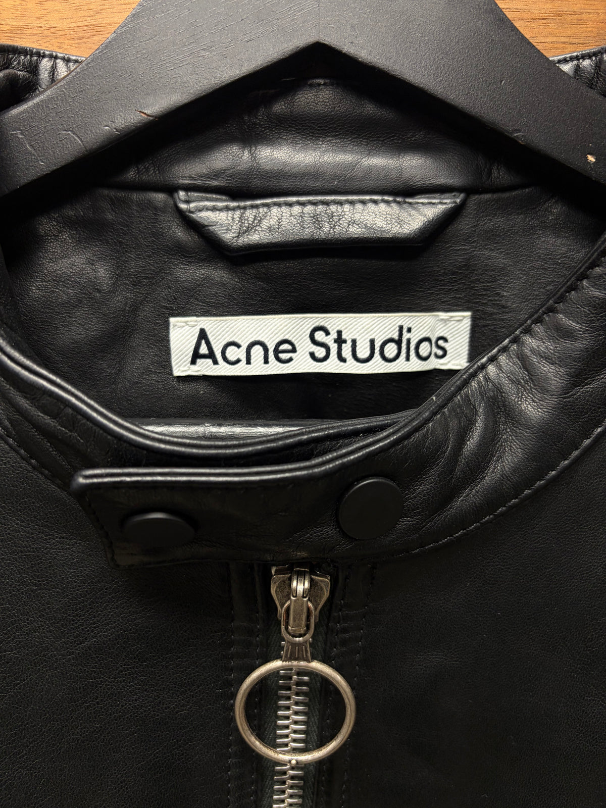 Acne Studios Distressed Black Lamb Leather Moto Jacket