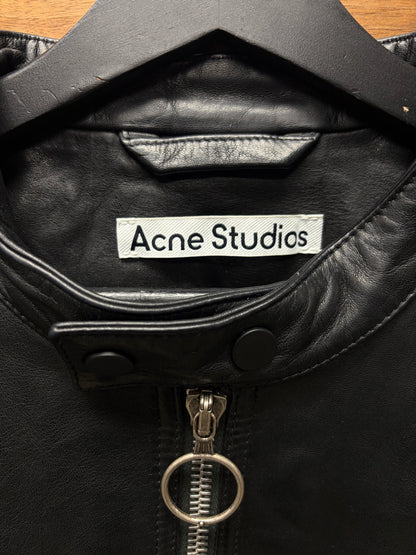 Acne Studios Distressed Black Lamb Leather Moto Jacket