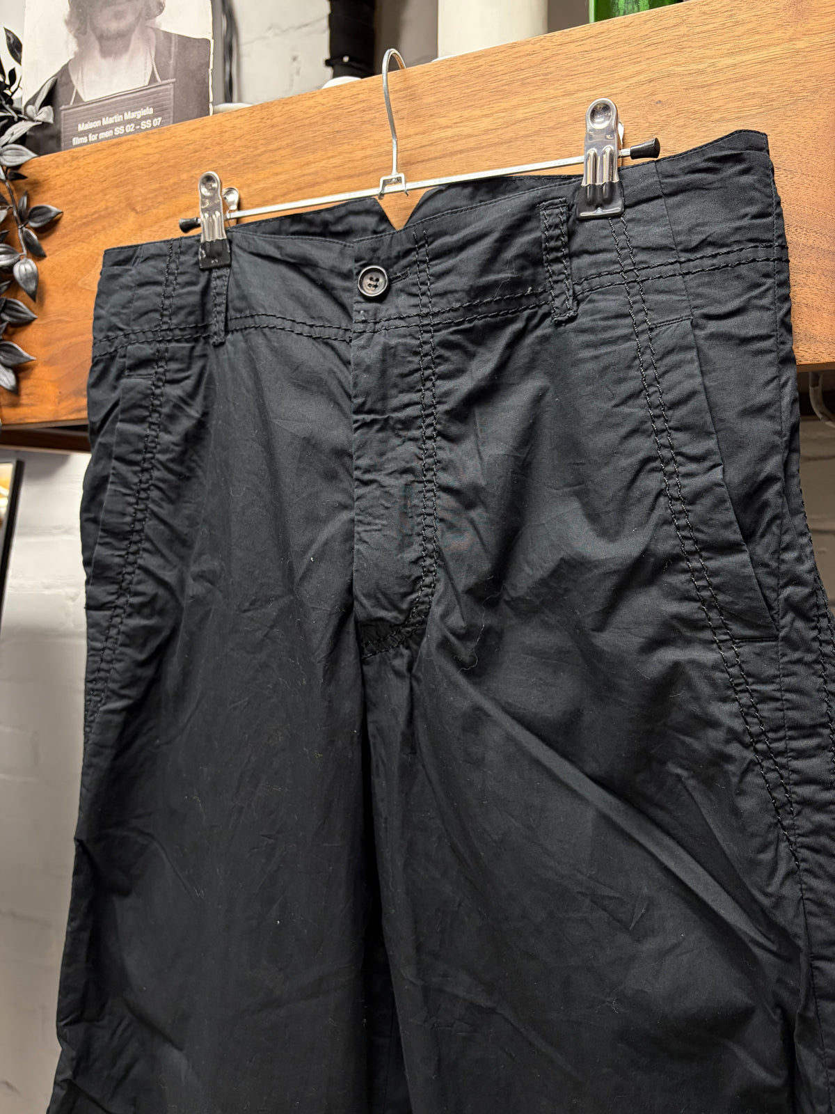 Comme Des Garçons Shirt ‘Double Seam’ Lightweight Black Cotton Cargo Pants