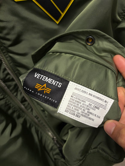 AW2021 Vetements x Alpha Industries ‘Racing Patch’ MA-1 Bomber Jacket
