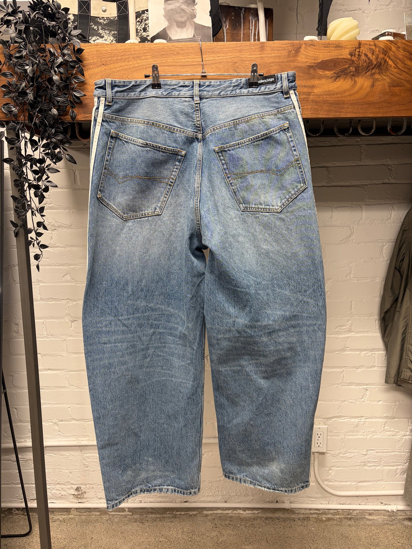 SS2023 Balenciaga x Adidas ‘Striped’ Blue Baggy Wide Leg Denim