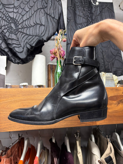 Saint Laurent ‘Jodhpur’ Black Patent Leather Pointed Toe Chelsea Boots