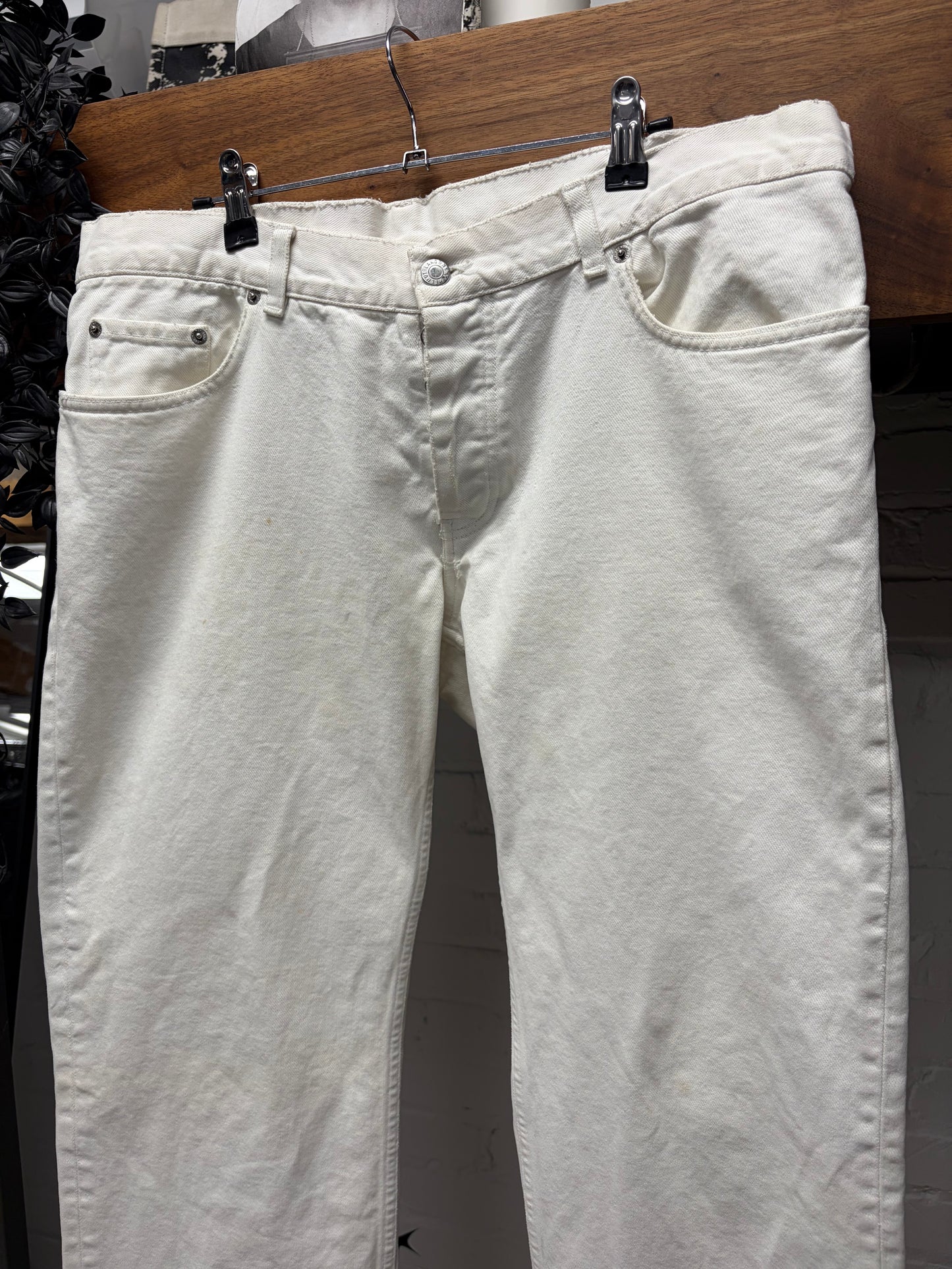 Helmut Lang ‘Vintage Broken Denim’ White Bootcut Jeans