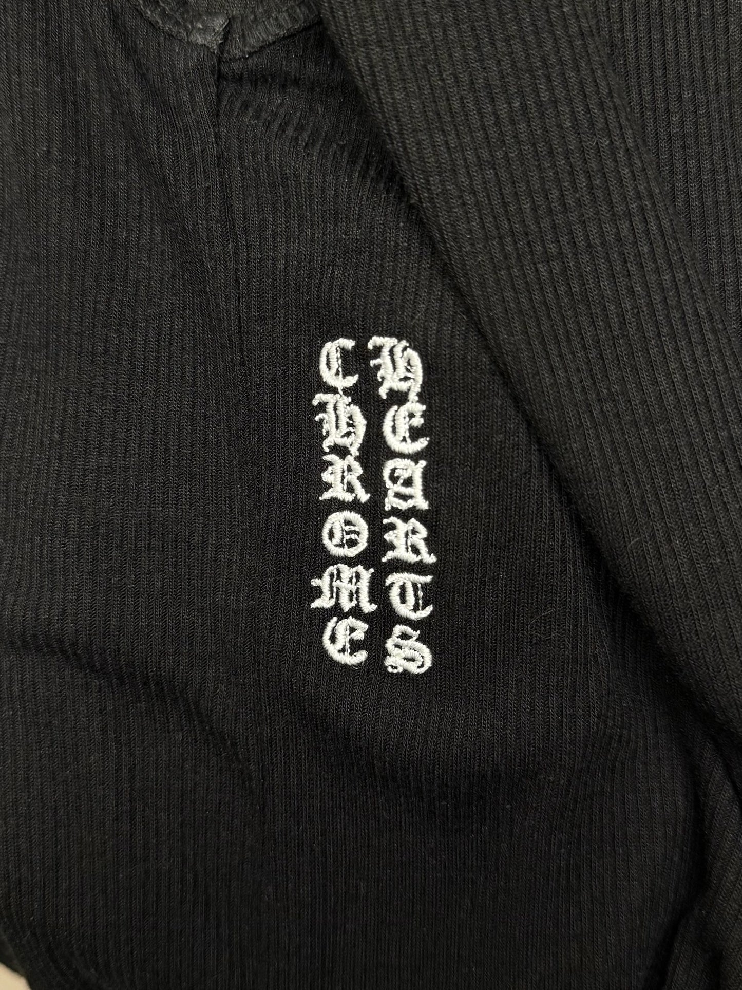 Chrome Hearts ‘Black Label’ Embroidered Logo Black Ribbed Tank Top