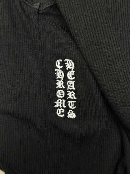 Chrome Hearts ‘Black Label’ Embroidered Logo Black Ribbed Tank Top