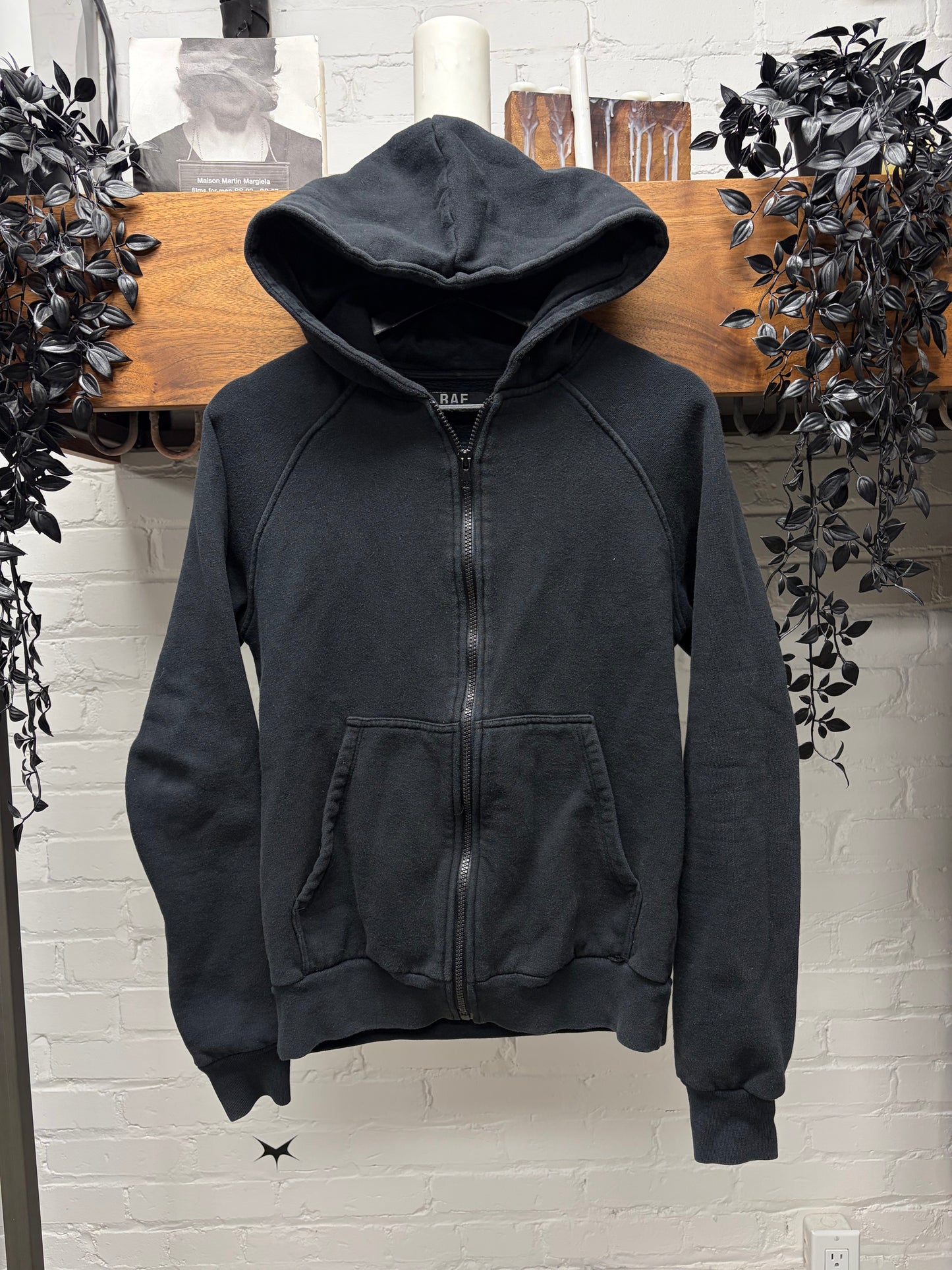 RAF by Raf Simons ‘Records’ Black Back Print Zip-Up Hoodie