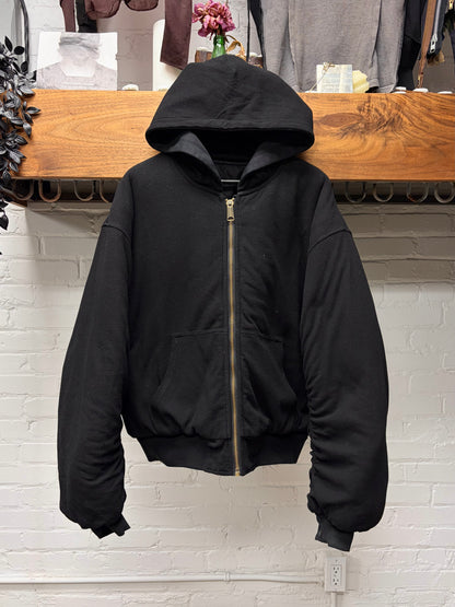 No Faith Studios Reversible Black Thermal Cotton Hoodie/Bomber Jacket