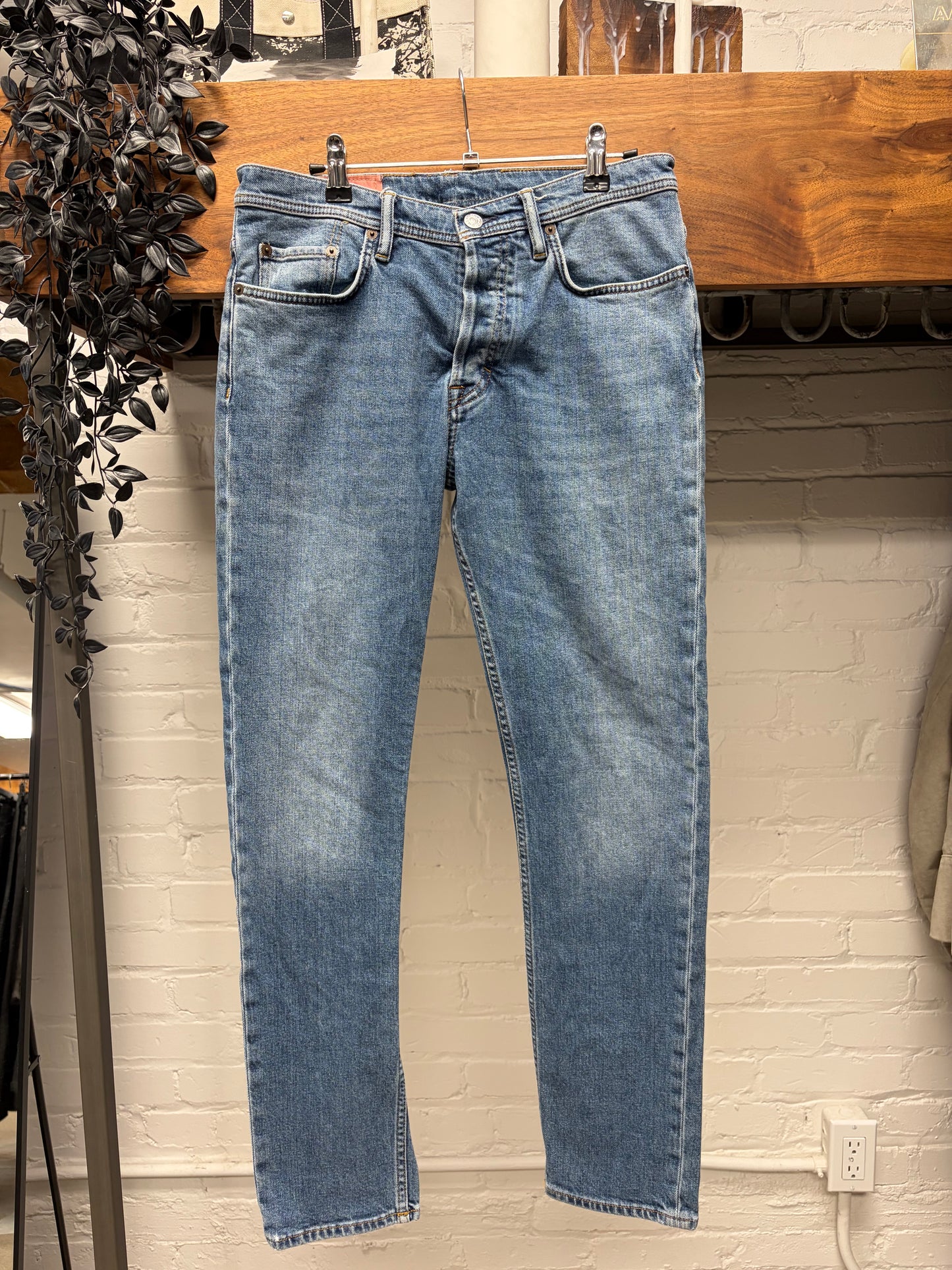 Acne Studios River Mid Blue Wash Skinny Jeans