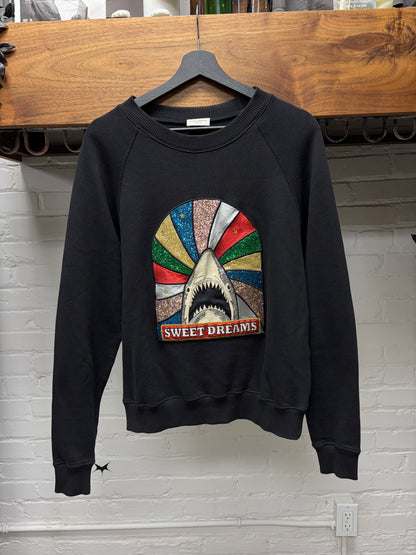 2017 Saint Laurent ‘Sweet Dreams’ Rainbow Shark Patch Sweatshirt