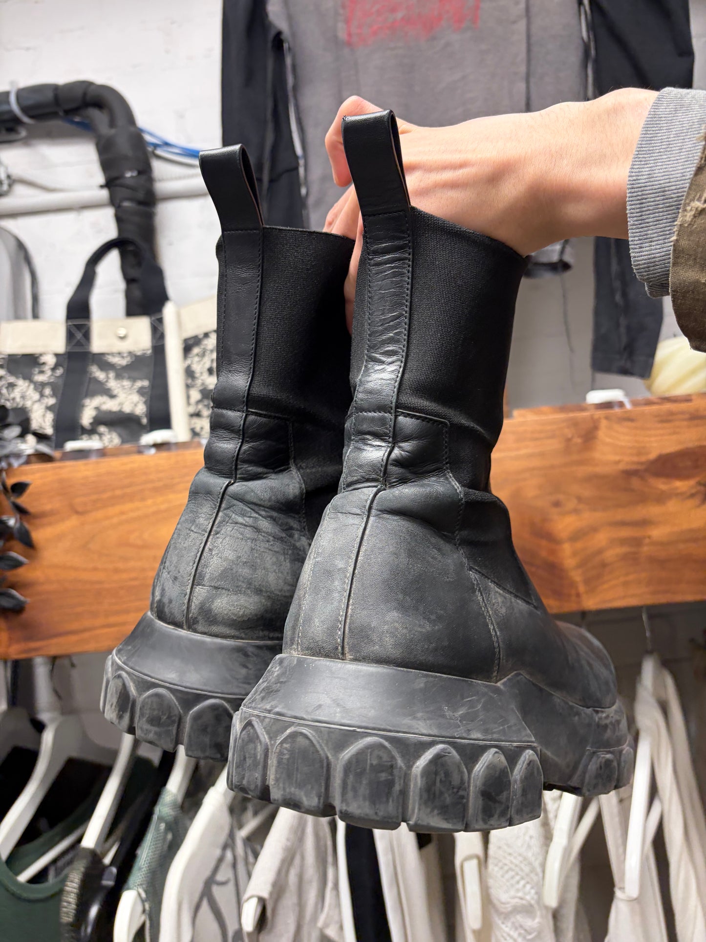 Rick Owens ‘Beatle Bozo’ Tractor Sole Leather Boots