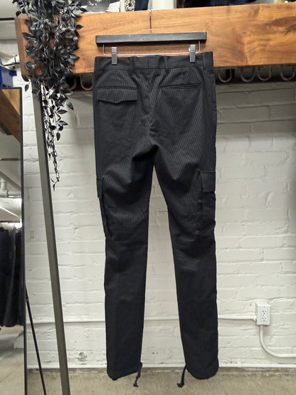 Kris Van Assche Black Pinstripe Skinny Fit Cargo Trousers