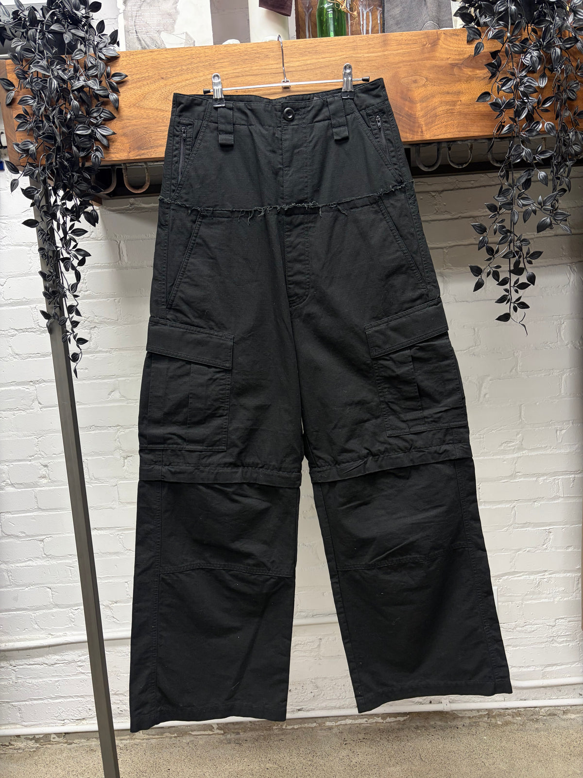 2022 Balenciaga ‘Cut Up’ Distressed Black Hybrid Wide Cut Cargo Denim