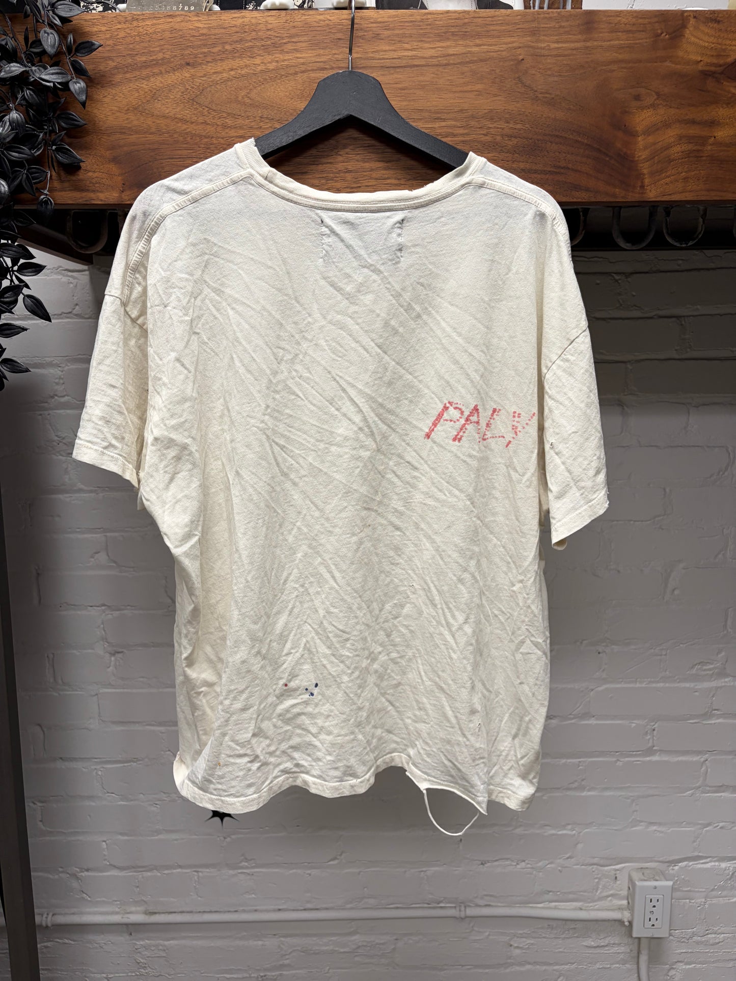 Paly ‘We Love You Bitch’ Distressed White Graphic T-Shirt