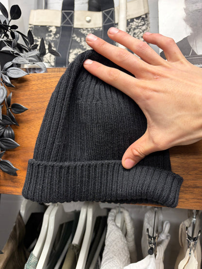 Prada ‘Sport Logo’ Black Ribbed Wool Beanie