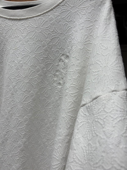 Chrome Hearts Towel Jacquard Plus Cross White Pullover Crewneck