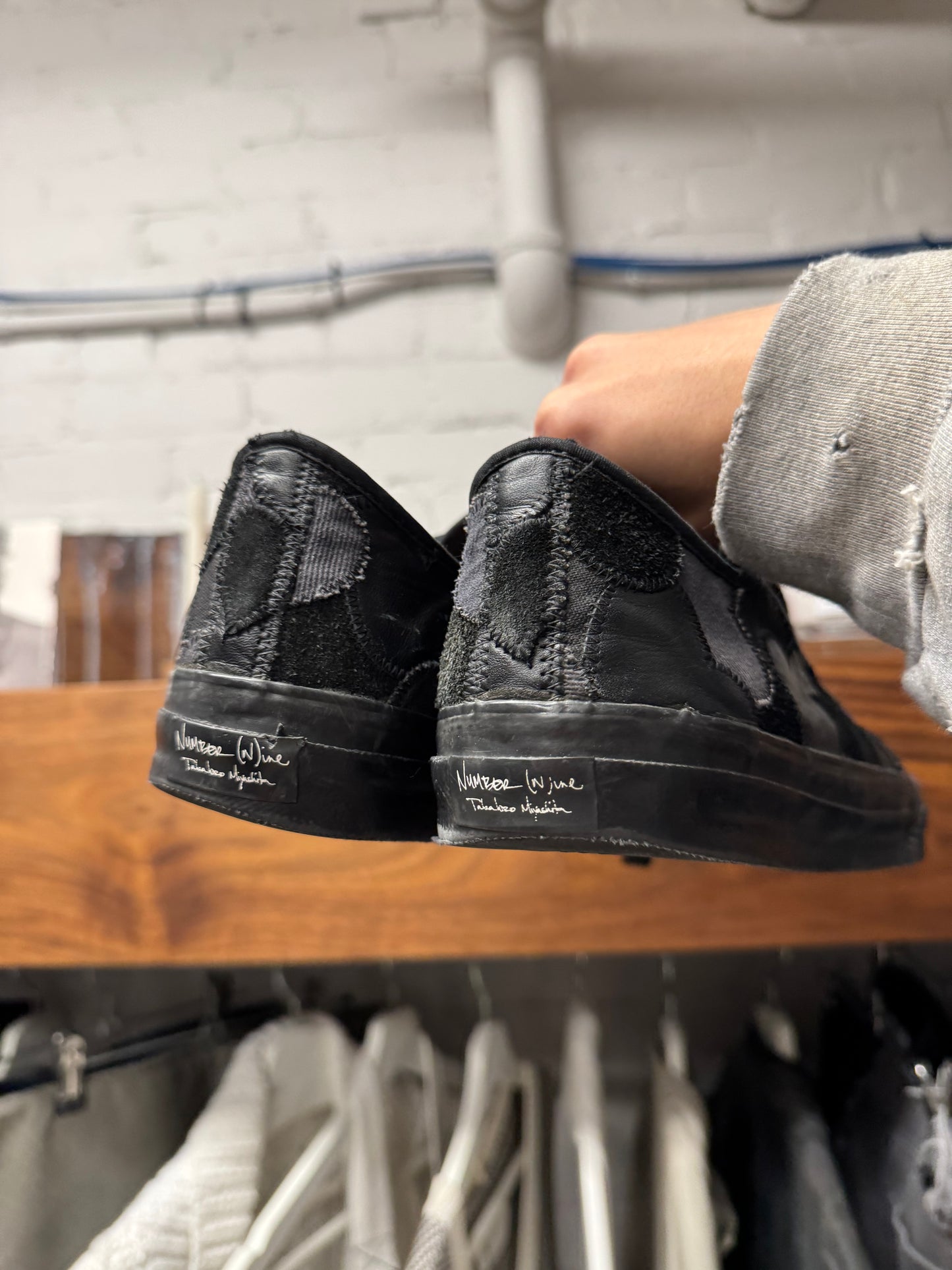 AW2003 Number (N)ine ‘Touch Me I’m Sick’ Crying Heart Leather Patchwork Sneakers