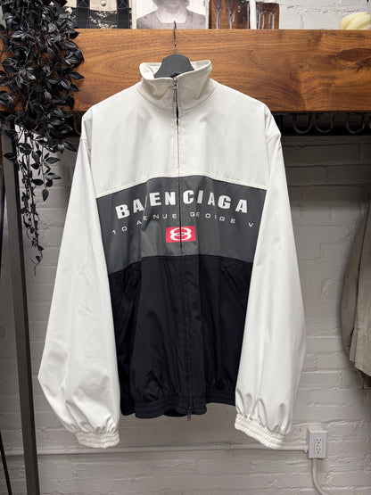 AW2022 Balenciaga Color-Blocked Zip-Up Logo Windbreaker Jacket