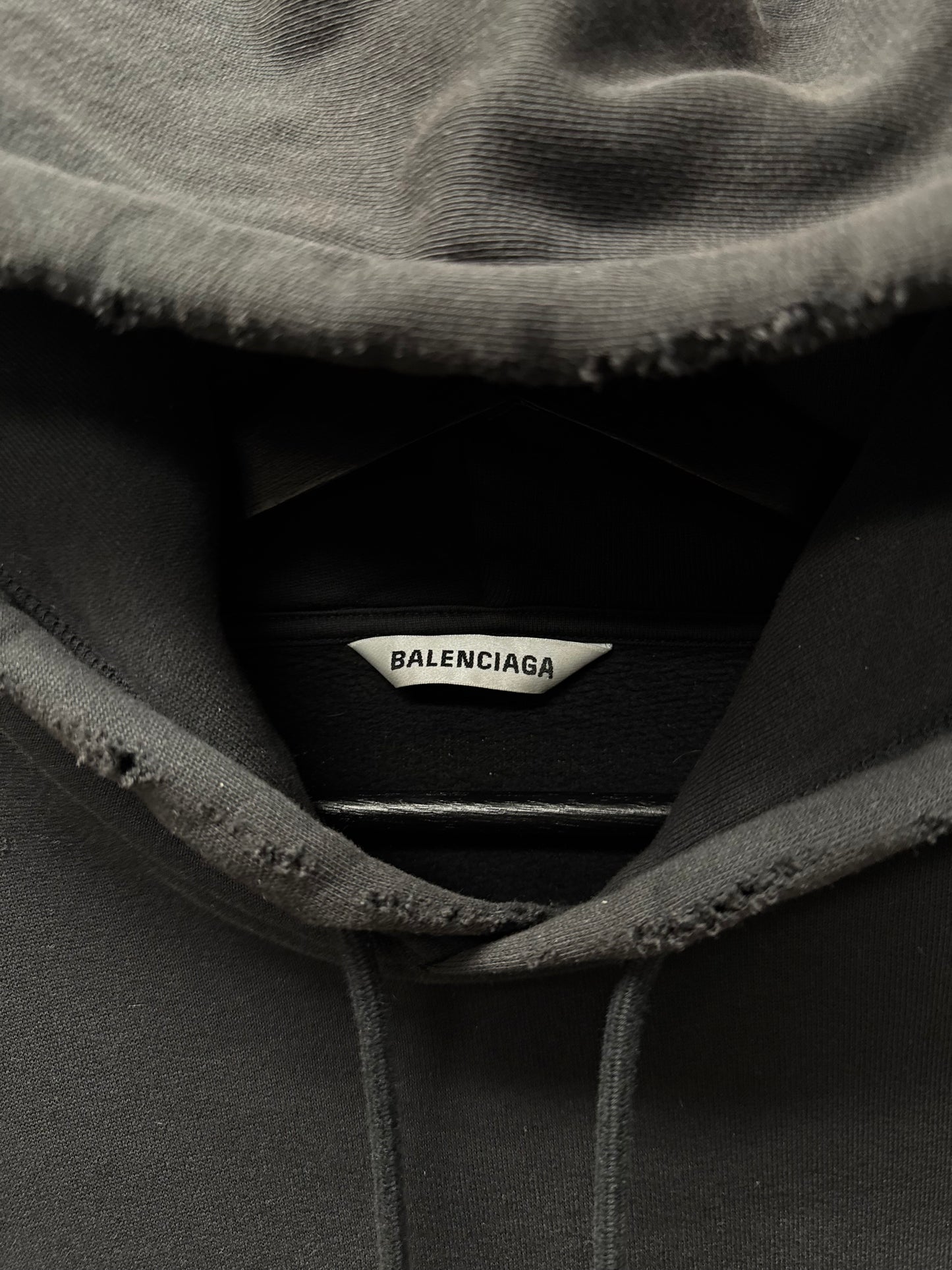 2020 Balenciaga ‘I Love Cats’ Distressed Black Pullover Hoodie