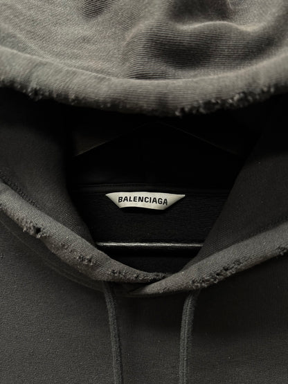 2020 Balenciaga ‘I Love Cats’ Distressed Black Pullover Hoodie