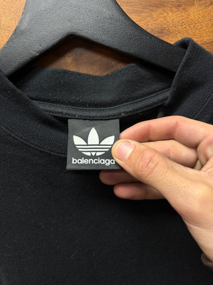 2022 Balenciaga x Adidas Embroidered Logo Black Oversized T-Shirt