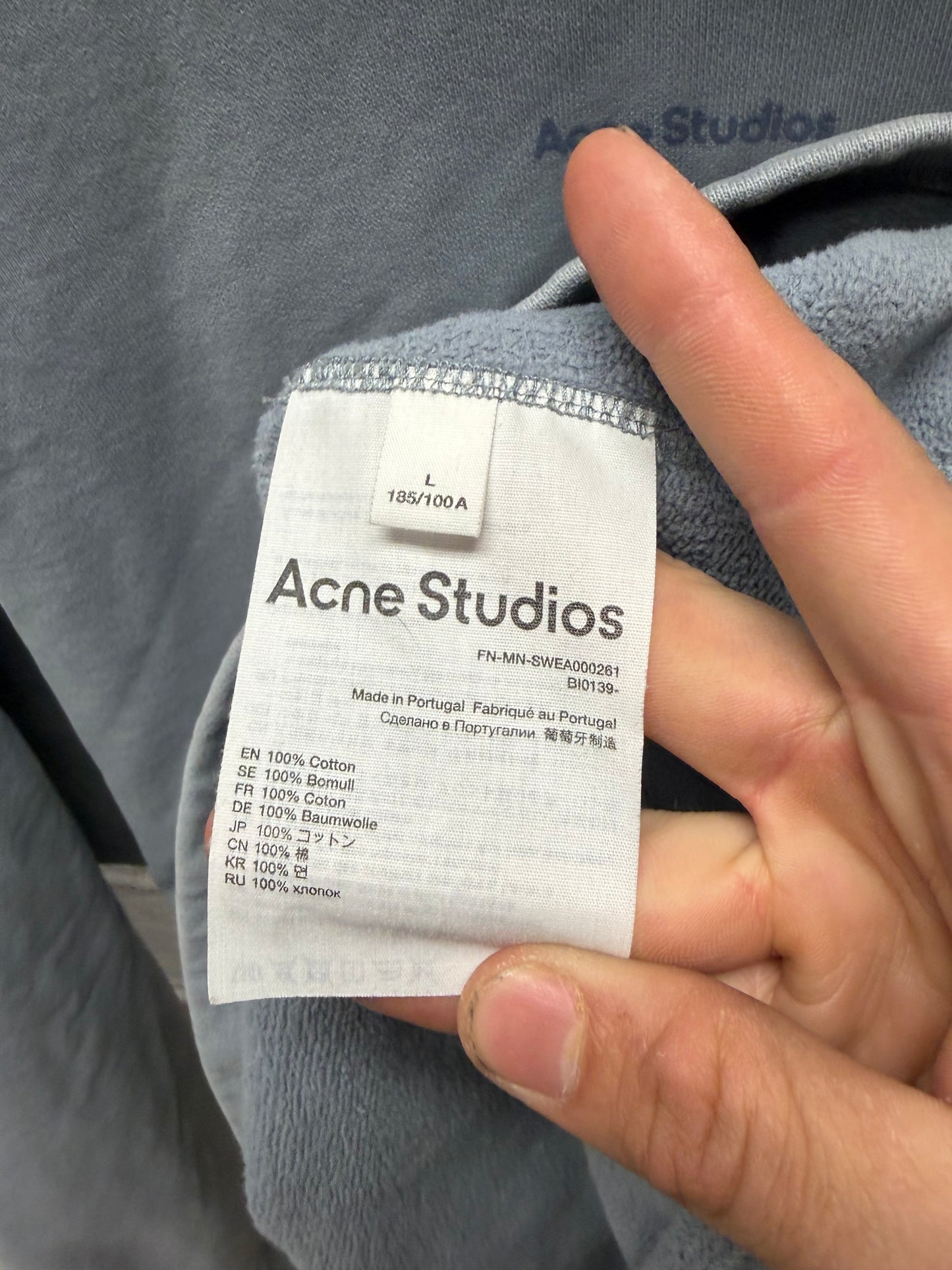 Acne Studios Heavyweight Organic Cotton Blue Logo Hoodie