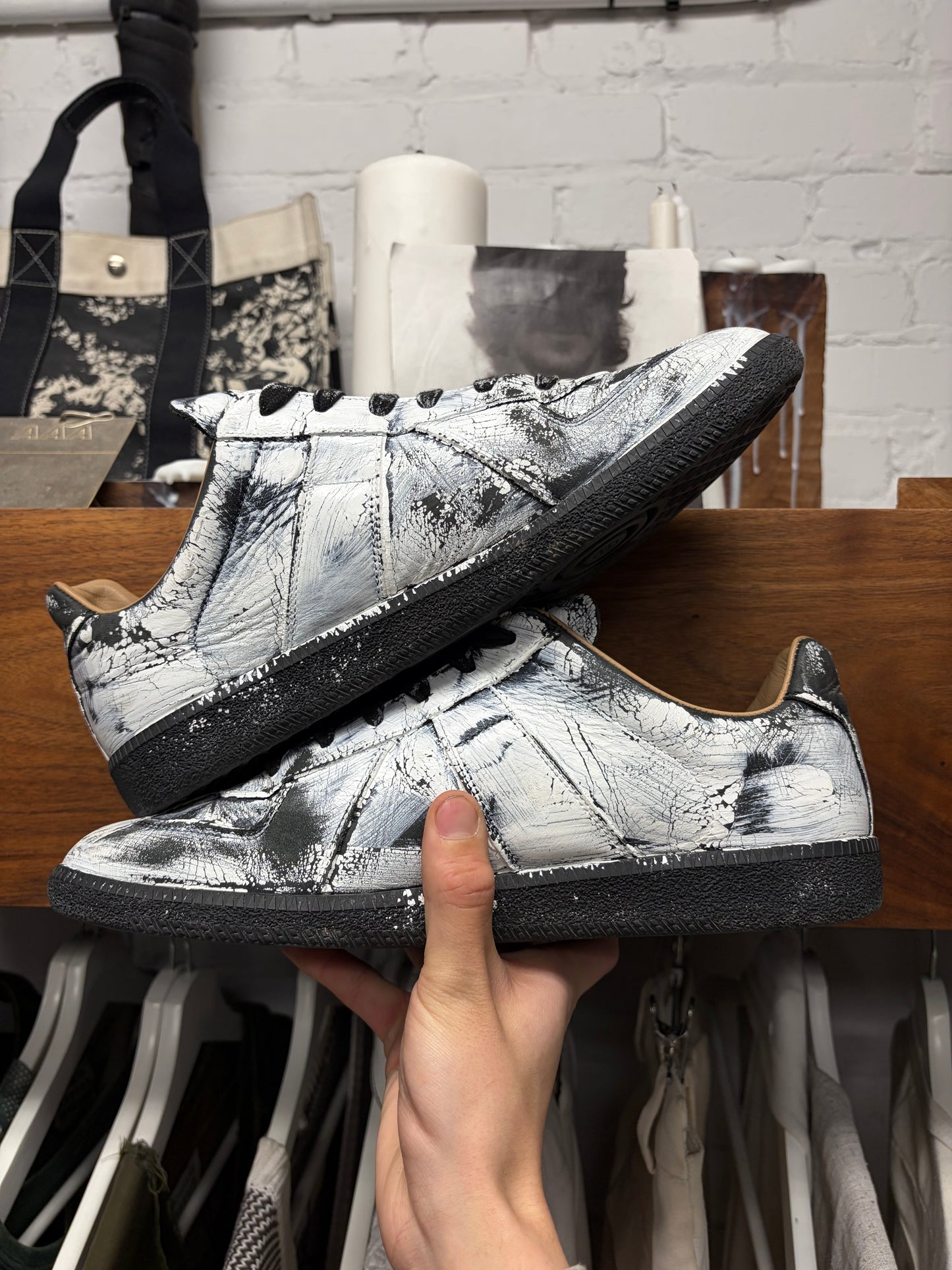 Maison Margiela ‘Painted White’ G.A.T. Leather Low Top Sneakers