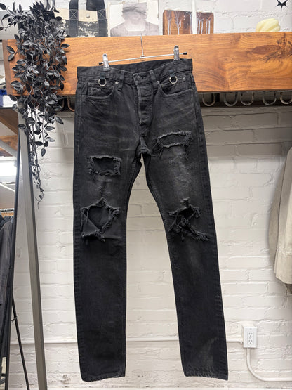 Takahiro Miyashita the Soloist ‘Piercing’ Distressed Black Skinny Jeans