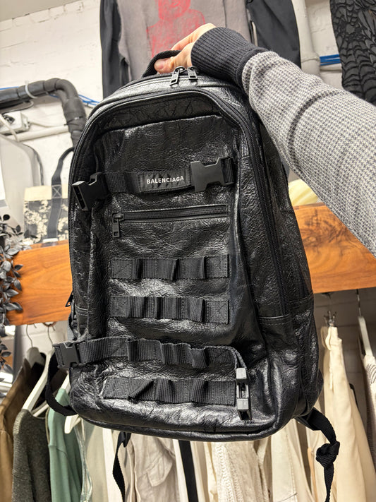 Balenciaga ‘Army’ Black Calfskin Leather Full Size Backpack
